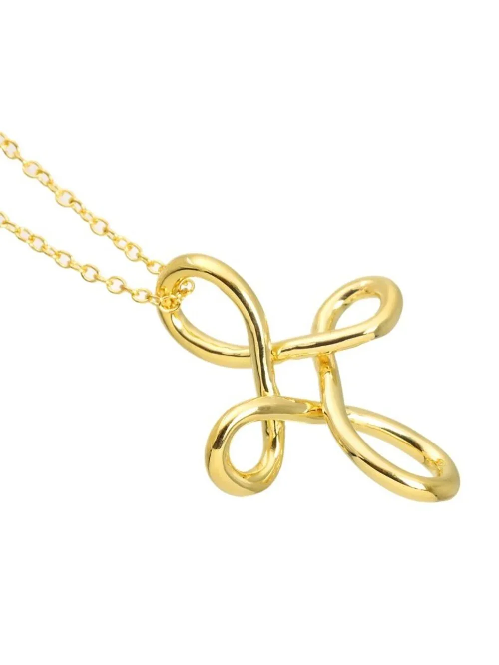 Tiffany & Co Infinity Cross Long Necklace 66 18k YG Yellow Gold